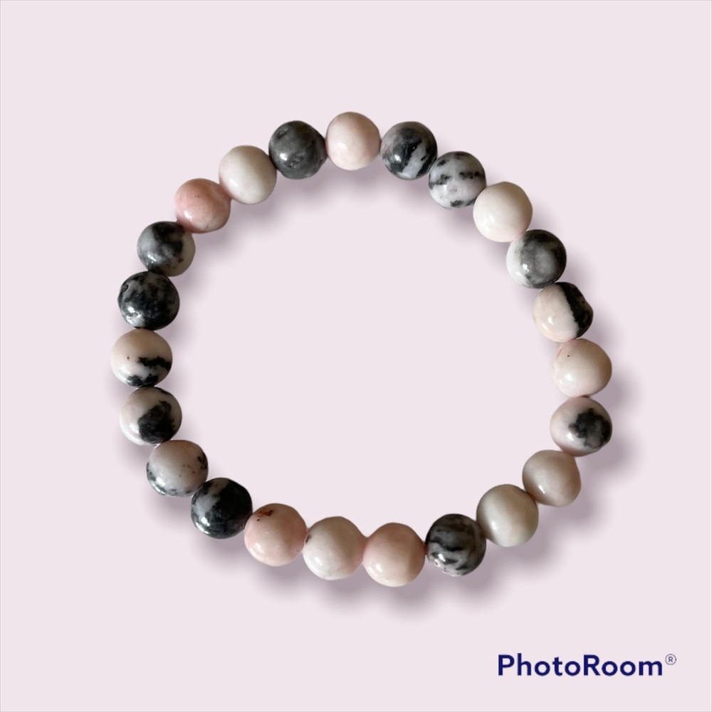 Pink Zebra Jasper Stretch Bracelet - Picture 5 of 5